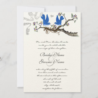 Convite de casamento Amarelo e Roxo Vintage Bluebi