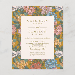 Convite de Casamento Amarelo Floral Boho Moderno E