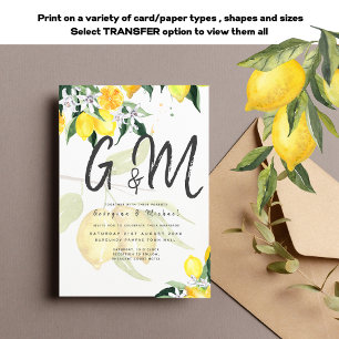 Convite de Casamento Amarelo Limões Cítricos LeahG