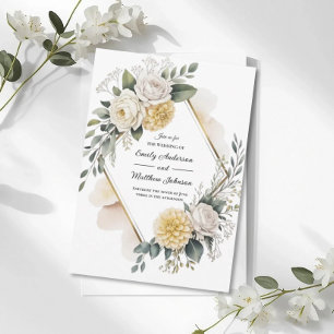 Convite de Casamento Amarelo Manteiga e Dourado