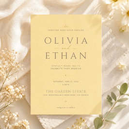 Convite de Casamento Amarelo Manteiga | Moderno El