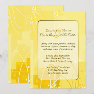 Convite de Casamento Amarelo Na moda