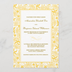 Convite De Casamento Amarelo Rico