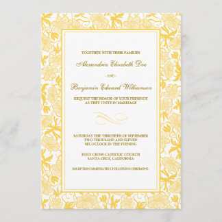 Convite De Casamento Amarelo Rico