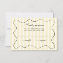 Convite de Casamento Amarelo Suave com Moldura Ond