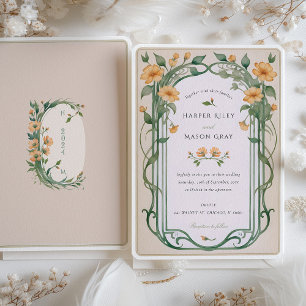 Convite de Casamento Amarelo Verde Flor de Sol