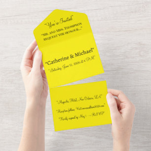Convite de Casamento Amarelo Vibrante – Design Min