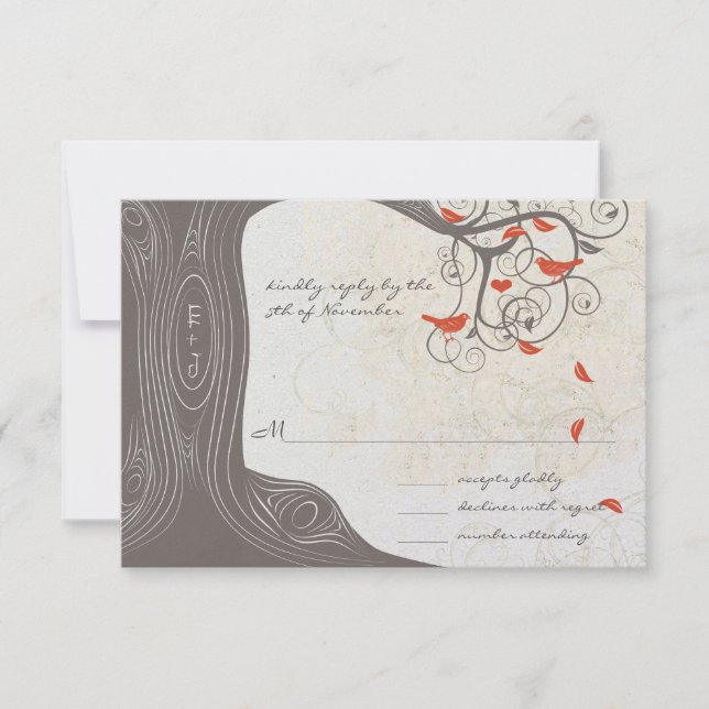 Convite de Casamento Amor de Pássaros com Redemoin (Frente)