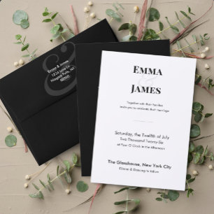Convite de Casamento Ampersand Preto e Branco QR