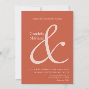 Convite de Casamento Ampersand Terracotta Rosa Sua