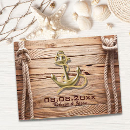 convite de casamento âncora de madeira na doca do 