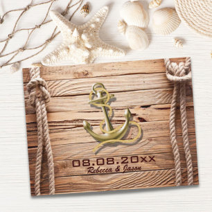 convite de casamento âncora madeira praia doca náu