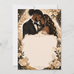 Convite de Casamento Anime para Casal Negro
