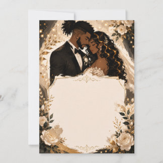 Convite de Casamento Anime para Casal Negro