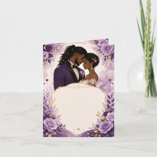 Convite de Casamento Anime Preto Luxo Roxo & Doura