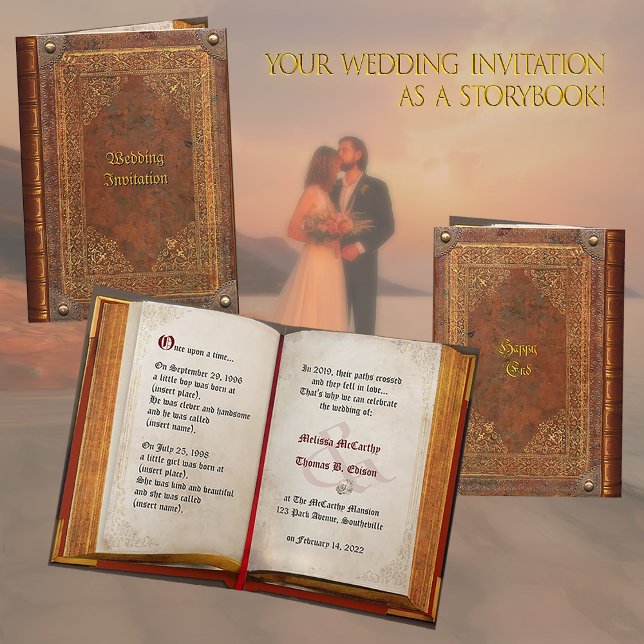Convite de casamento Anterior do Livro (personaliz (Criador carregado)