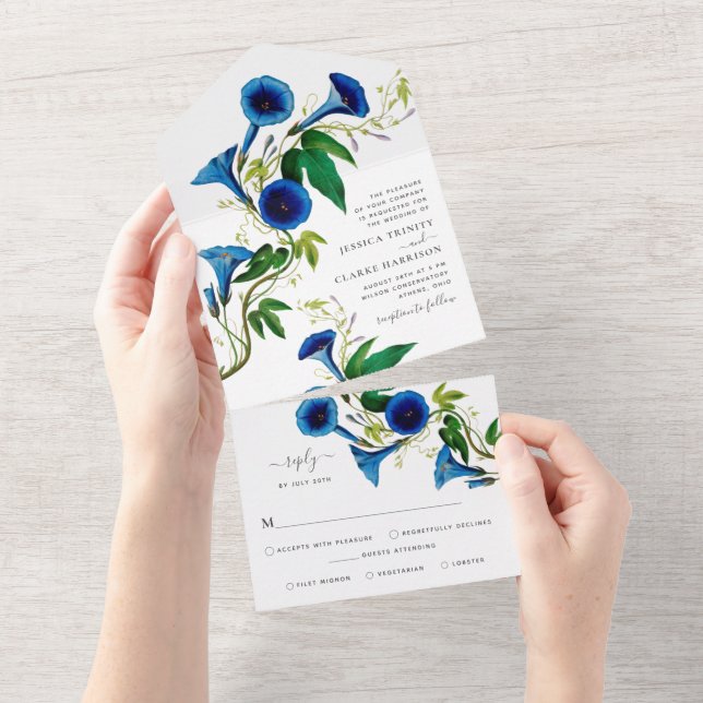 Convite de Casamento Antigo Botânico Floral Tudo e (Aba destacável)