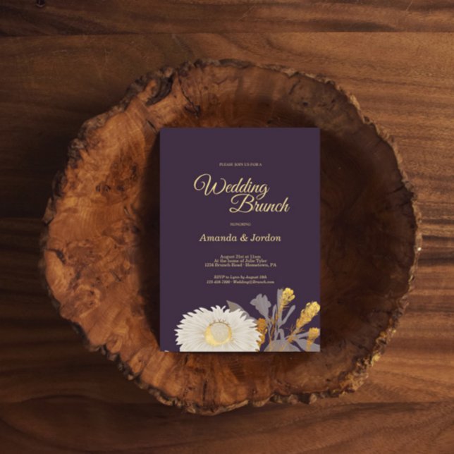 Convite de casamento antigo de Daisy Roxo Brunch (Criador carregado)