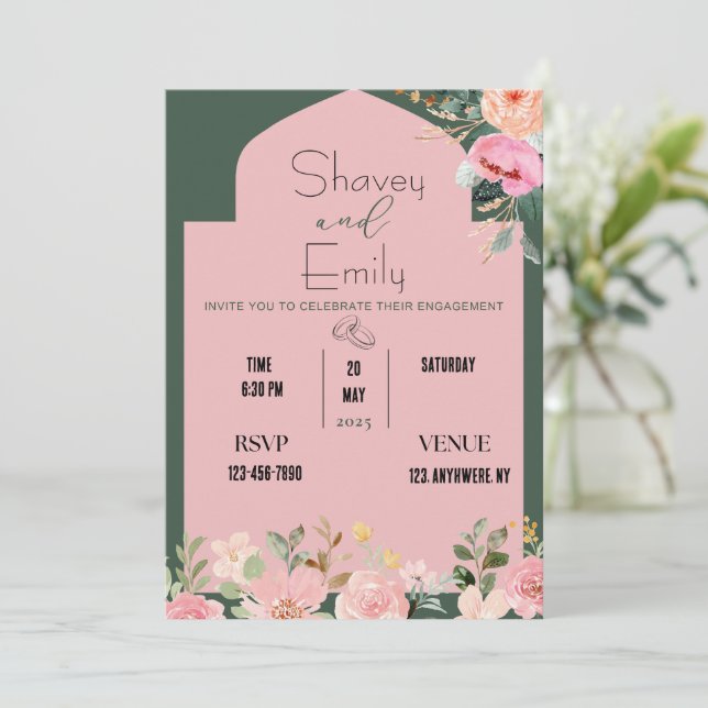 convite de casamento, anúncio de noivado (Em pé/Frente)