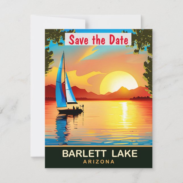 Convite de casamento ao pôr do sol no lago Bartlet (Frente)