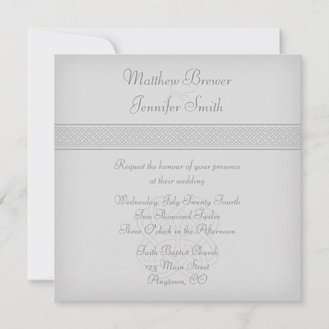 Convite de Casamento ao Quadrado de Nó Verde Perso (Frente)