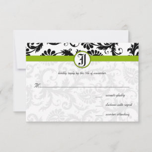 Convite de Casamento Apple Green Damask Swirls