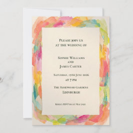 Convite de Casamento Aquarela Arco-íris