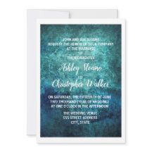 Convite de Casamento Aquarela Azul Marinho Verde Á