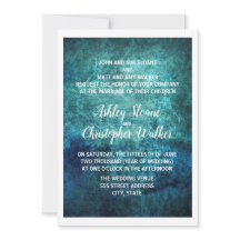 Convite de Casamento Aquarela Azul Marinho Verde Á
