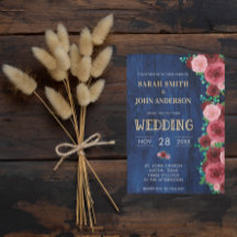 Convite de Casamento Aquarela Azul Moderno Borgonh