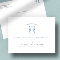 Convite de Casamento Aquarela Cavalo-Marinho Azul