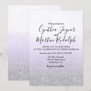 Convite de Casamento Aquarela Cinza Lavanda