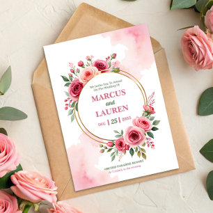 Convite de Casamento Aquarela com Moldura Circular