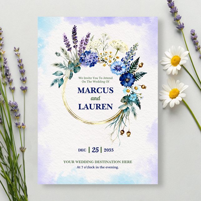Convite de Casamento Aquarela com Moldura de Grina (Criador carregado)