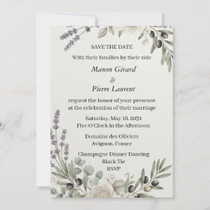 Convite de Casamento Aquarela com Ramo de Oliveira