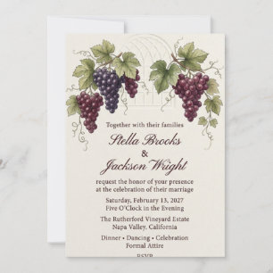 Convite de Casamento Aquarela com Videira e Arco d