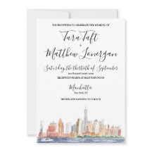 Convite de Casamento Aquarela da Cidade de Nova Yo