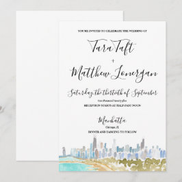 Convite de Casamento Aquarela da Silhueta de Chica