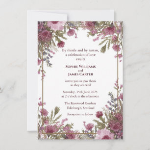 Convite de Casamento Aquarela de Cardo e Urze Esco