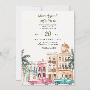 Convite de Casamento Aquarela de Havana Cuba