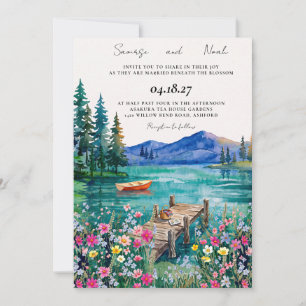 Convite de Casamento Aquarela do Lago da Montanha