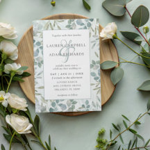 Convite de Casamento Aquarela Eucalipto Verdejante