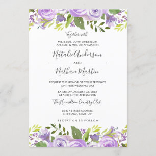 Convite de Casamento Aquarela Flor de Rosa Floral