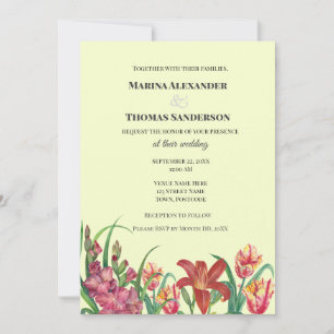 Convite de Casamento Aquarela Gladiolos Lírio Tuli