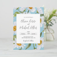 Convite de Casamento Aquarela Margaridas Brancas A