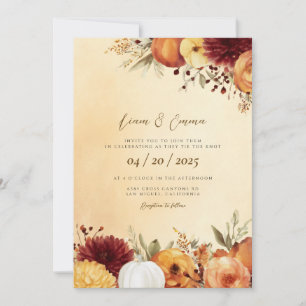 Convite de Casamento Aquarela Outono Rústico