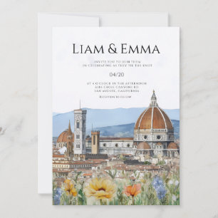 Convite de Casamento Aquarela Paisagem Florença It