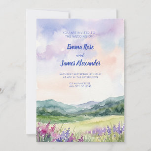 Convite de Casamento Aquarela Prado de Lavanda
