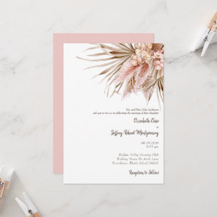 Convite de Casamento Aquarela Rosa Desfiado com Pa