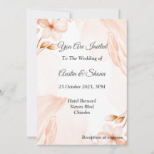 Convite de Casamento Aquarela, rosado